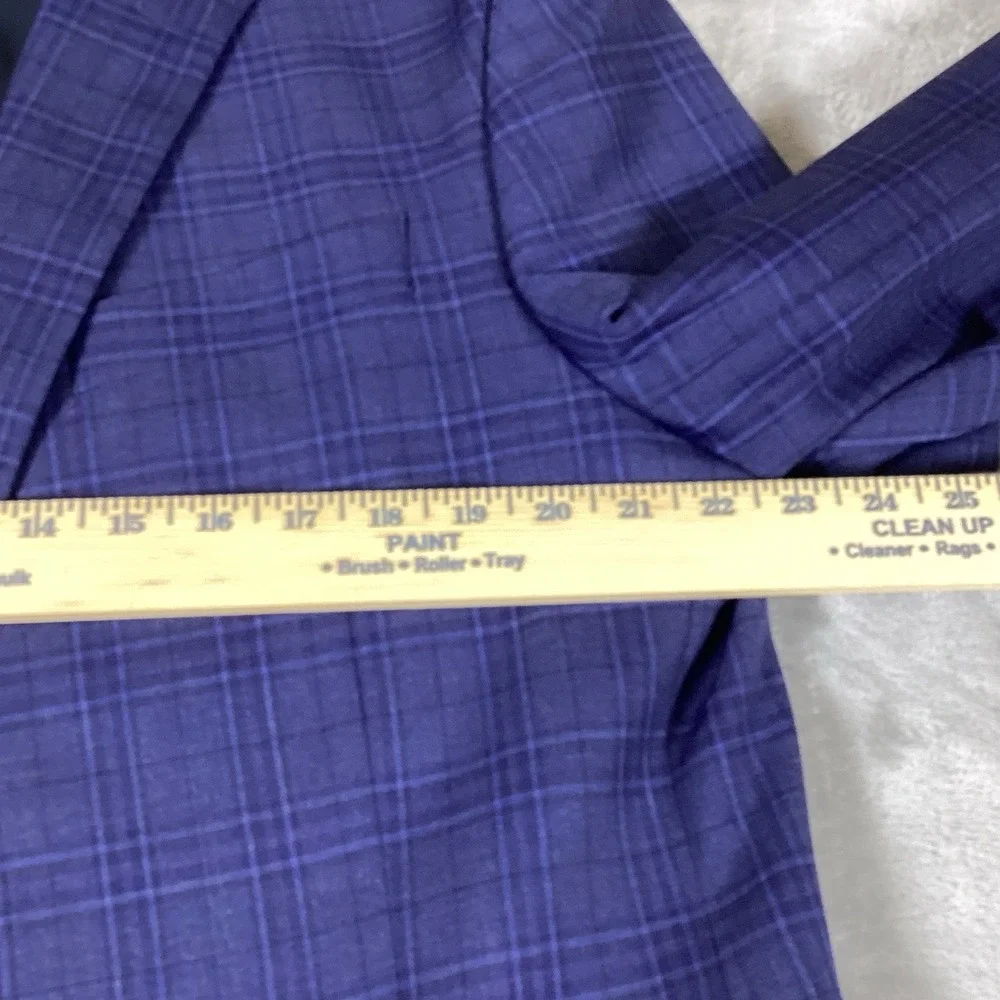 Stafford Mens Blue Plaid Sport Coat 46R Wool Blend Classic Fit Blazer Preppy